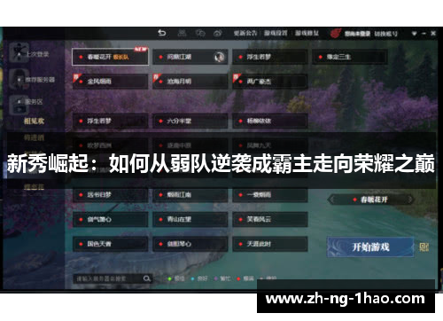 新秀崛起：如何从弱队逆袭成霸主走向荣耀之巅